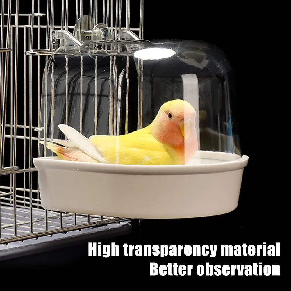 Clear Hanging Bird Bath for Cage Parakeet Bird