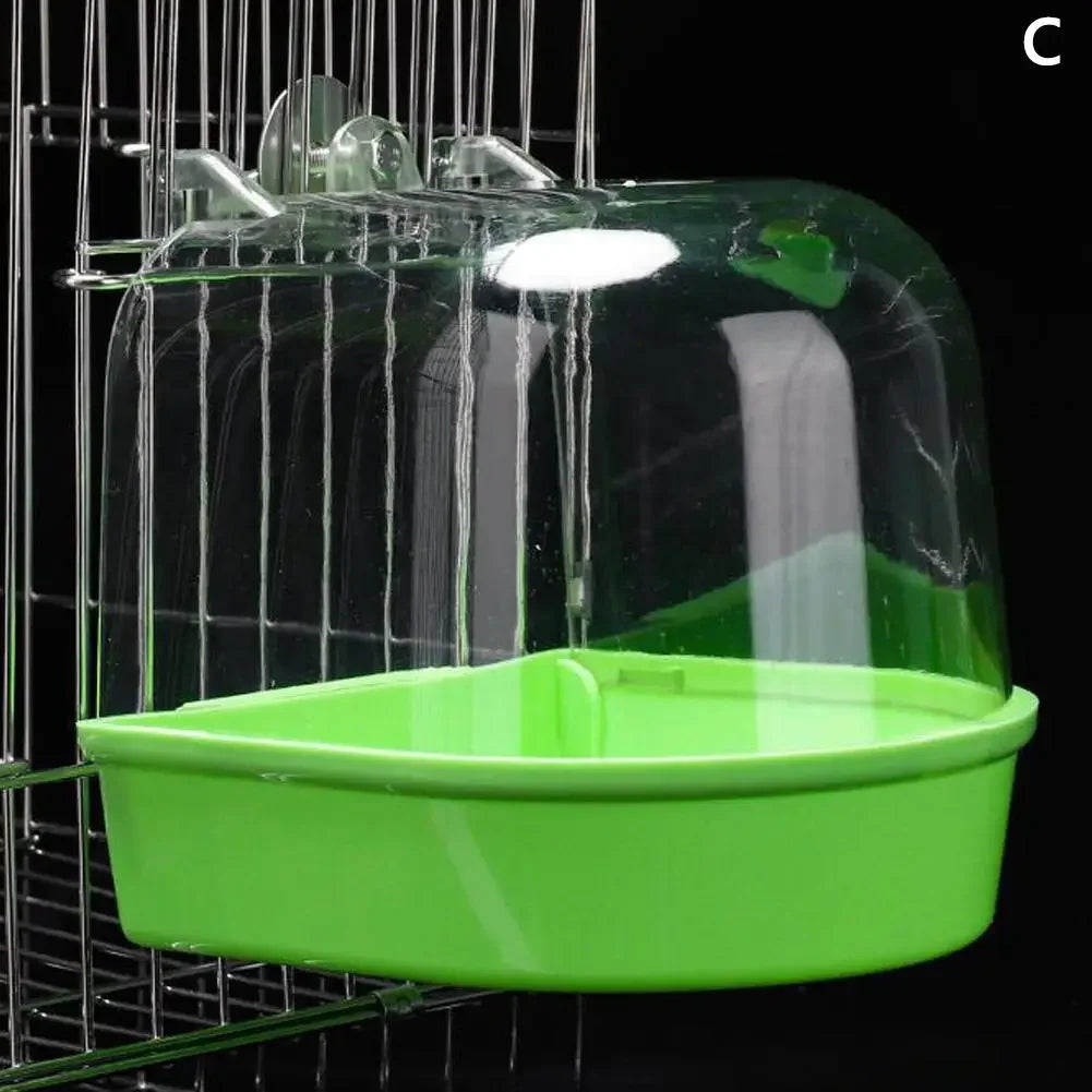 Clear Hanging Bird Bath for Cage Parakeet Bird