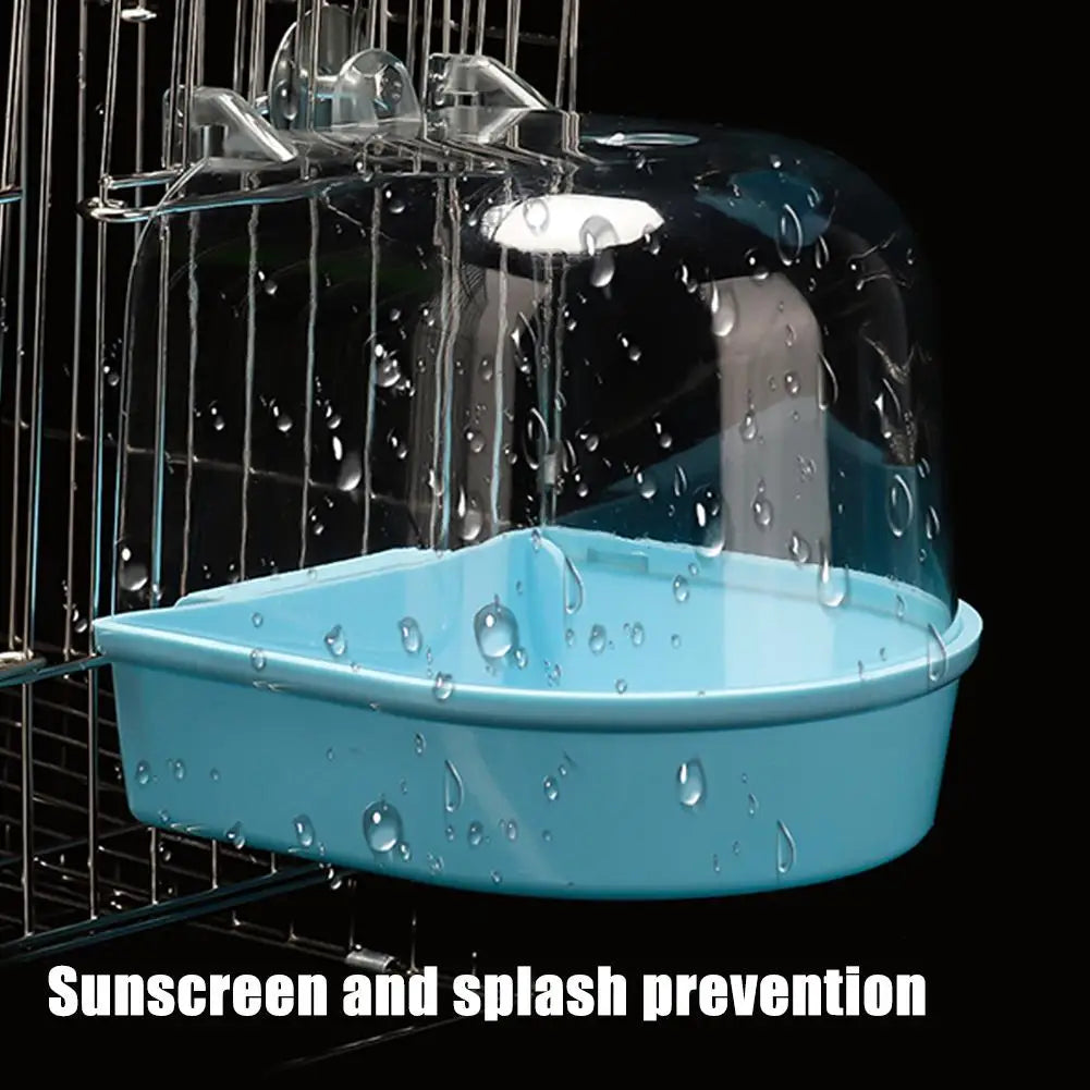 Clear Hanging Bird Bath for Cage Parakeet Bird